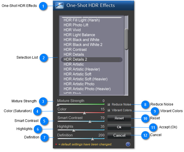 One-Shot HDR Effects Controls